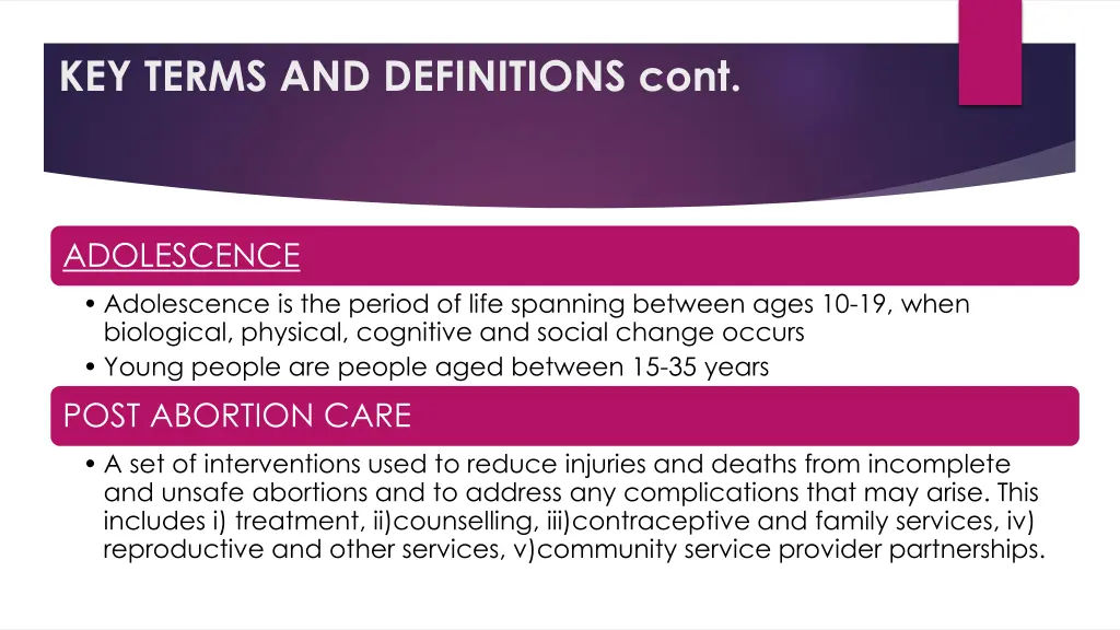 key terms and definitions cont