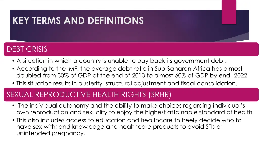 key terms and definitions