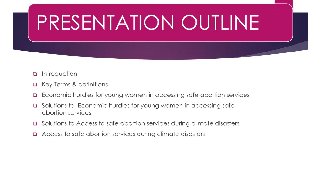 presentation outline