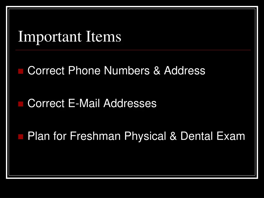 important items