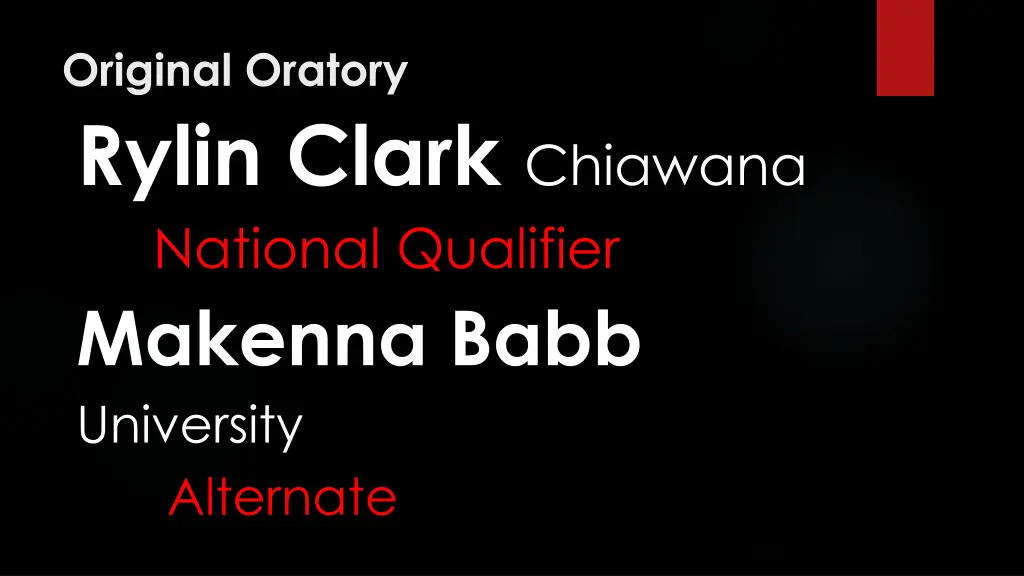 original oratory rylin clark chiawana national