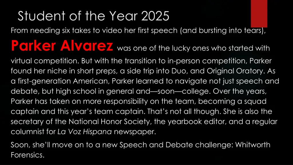student of the year 2025 from needing six takes