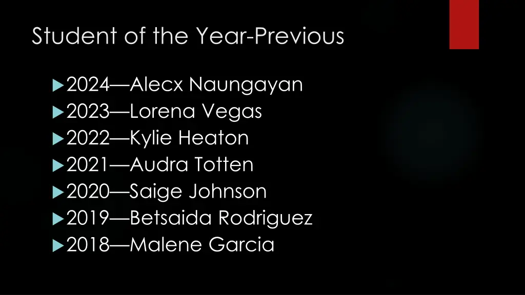 student of the year previous