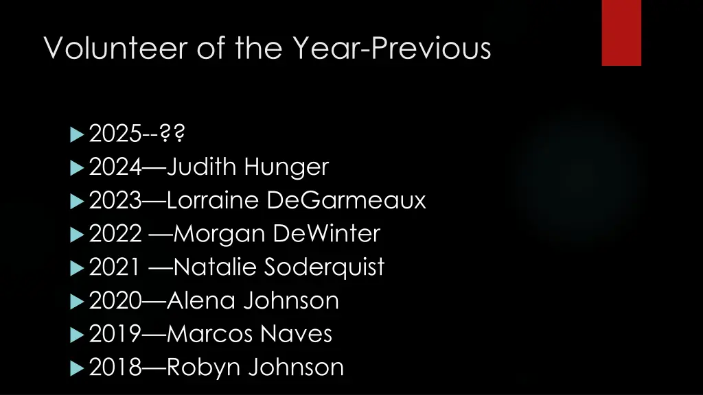 volunteer of the year previous