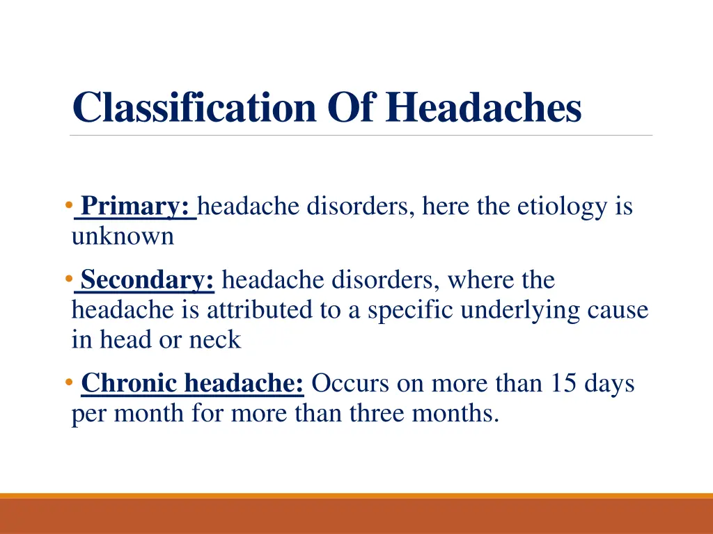 classification of headaches