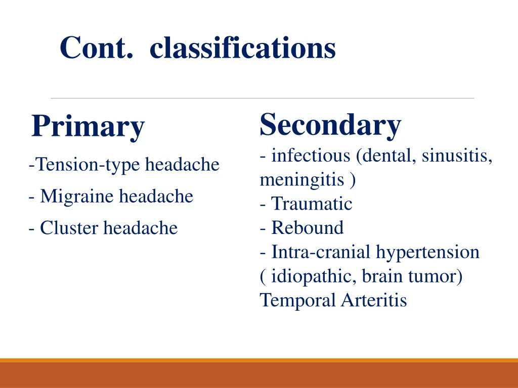 cont classifications