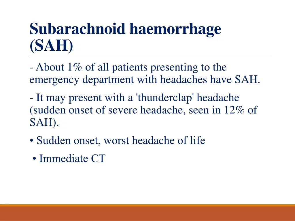 subarachnoid haemorrhage sah