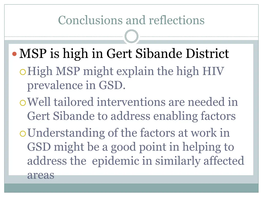 conclusions and reflections