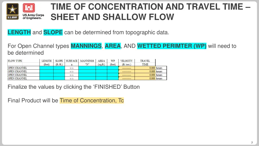 time of concentration and travel time sheet 1