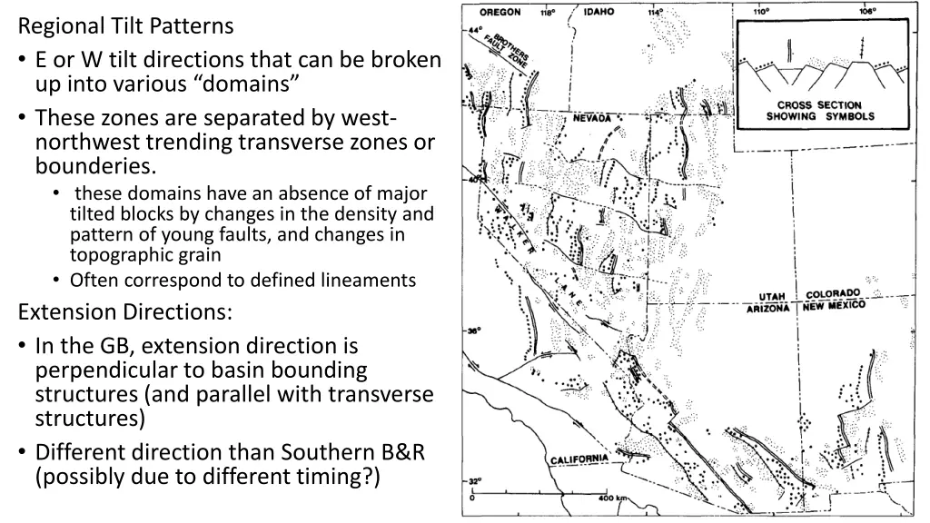 regional tilt patterns e or w tilt directions