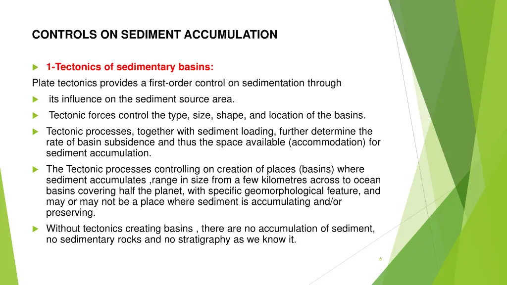 controls on sediment accumulation