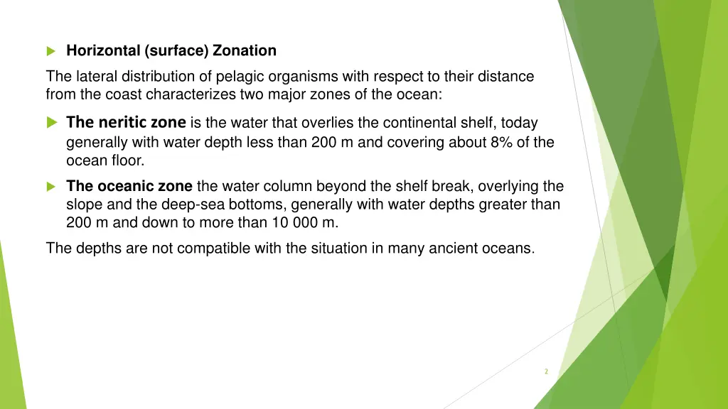 horizontal surface zonation