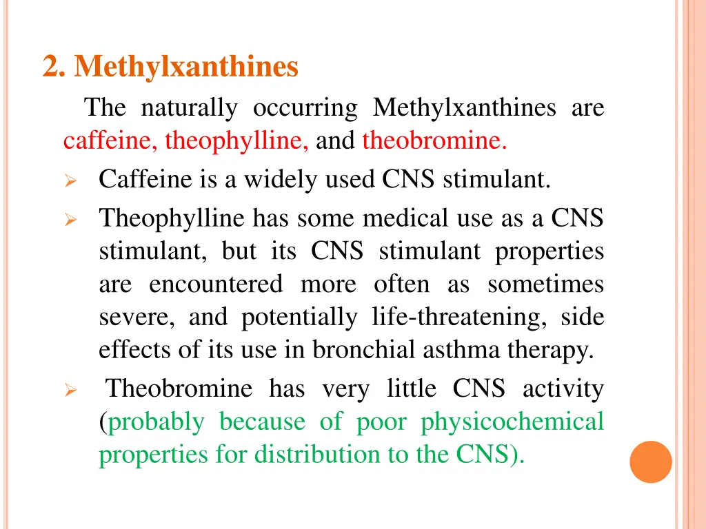 2 methylxanthines the naturally occurring