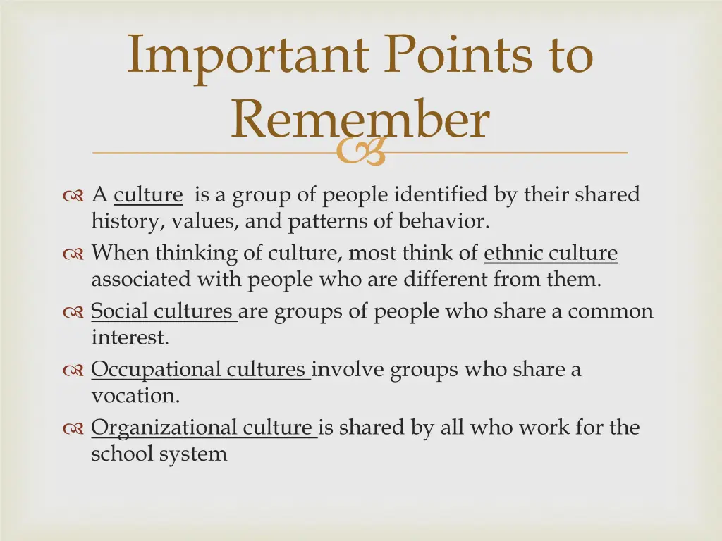 important points to remember