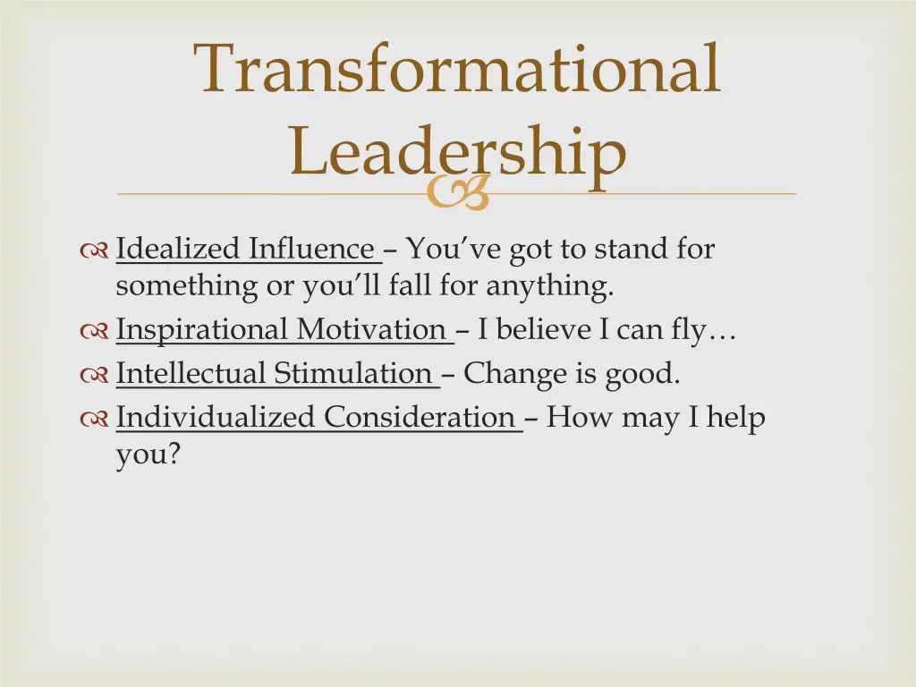 transformational leadership