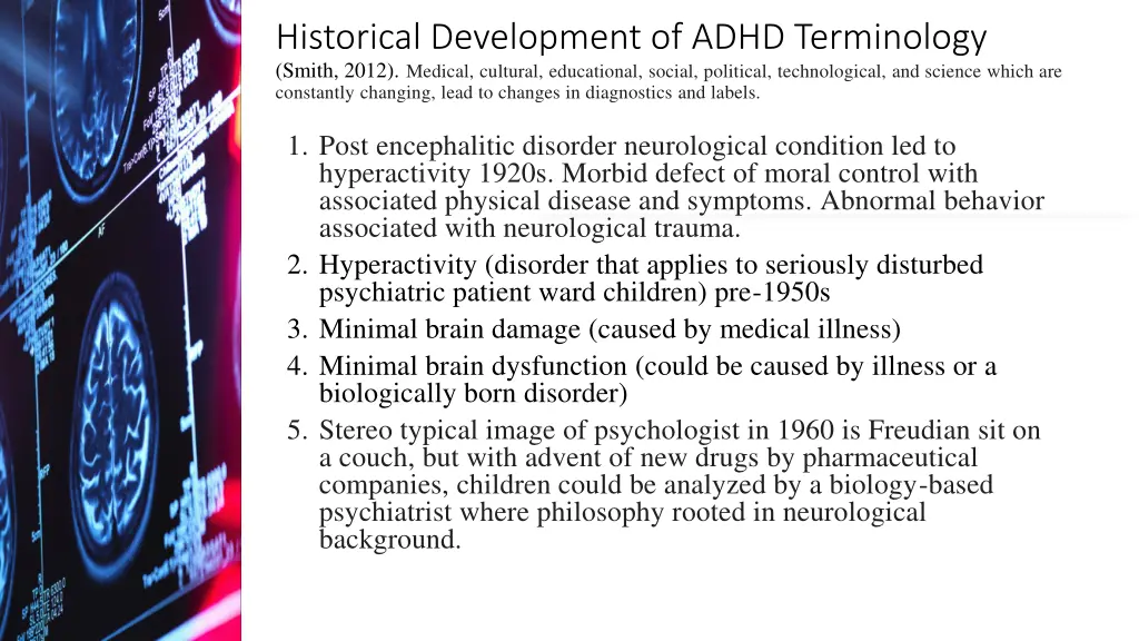 historical development of adhd terminology smith