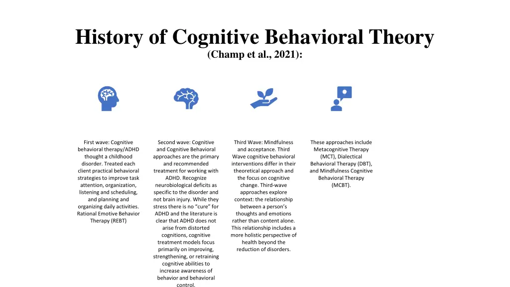 history of cognitive behavioral theory champ