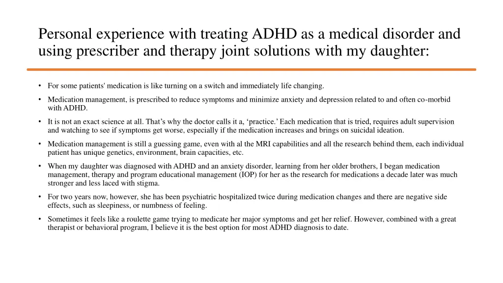 personal experience with treating adhd