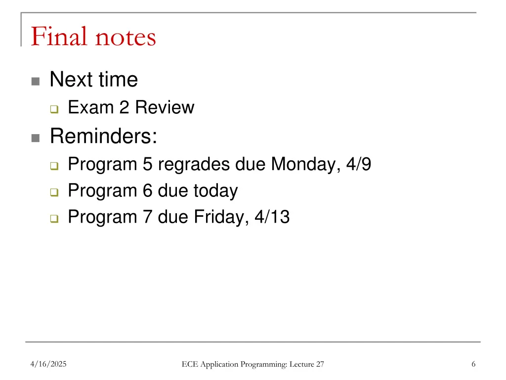 final notes