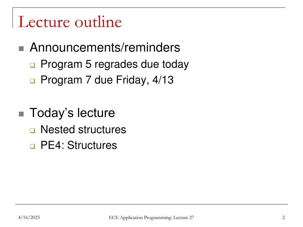 lecture outline