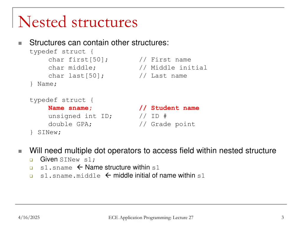 nested structures