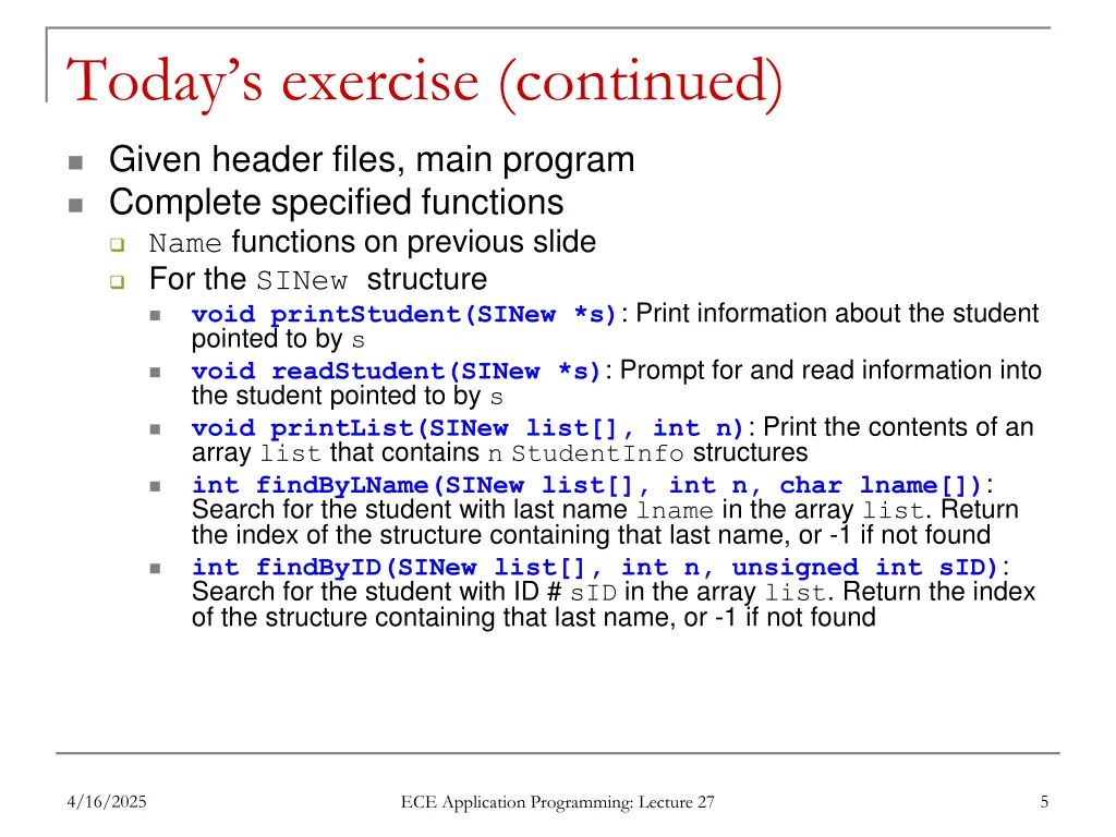 today s exercise continued