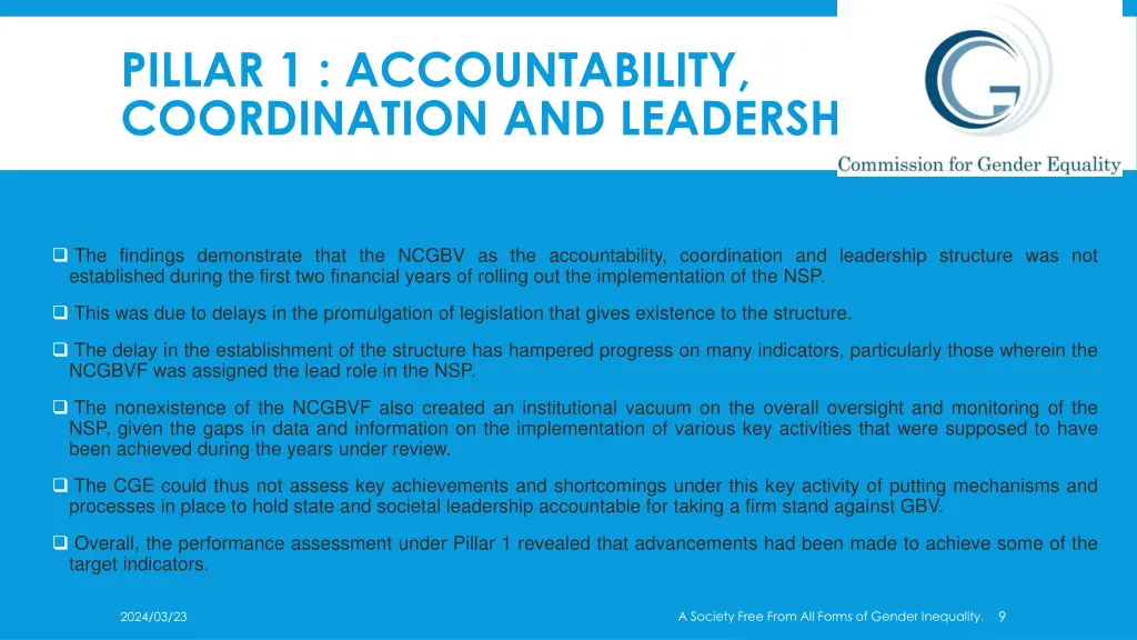 pillar 1 accountability coordination