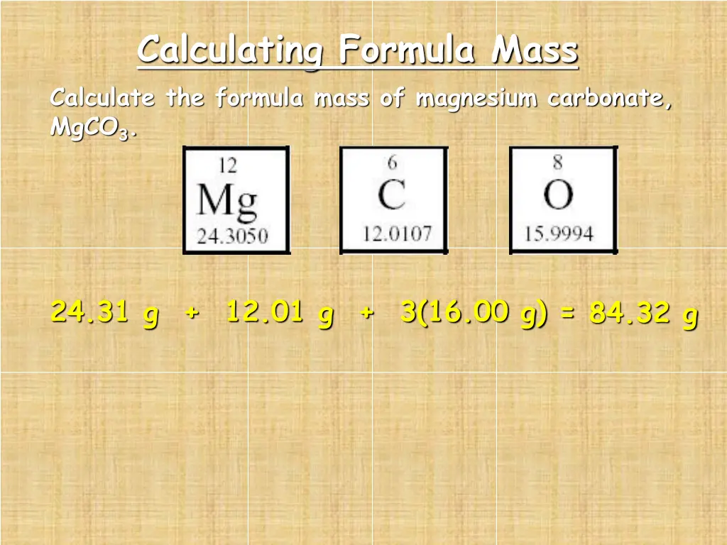 calculating formula mass calculate the formula