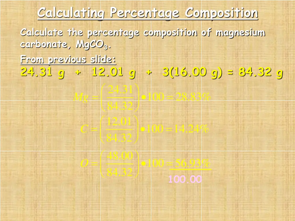 calculating percentage composition calculate