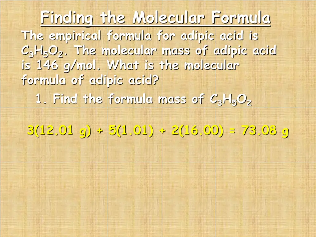 finding the molecular formula the empirical