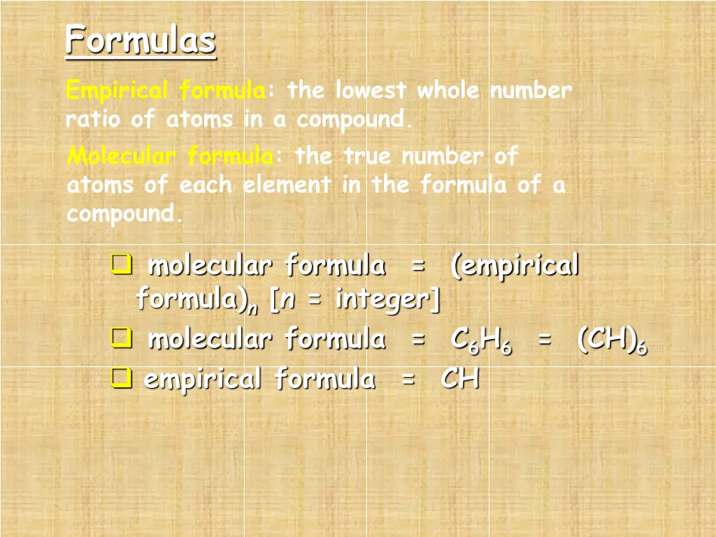 formulas empirical formula the lowest whole