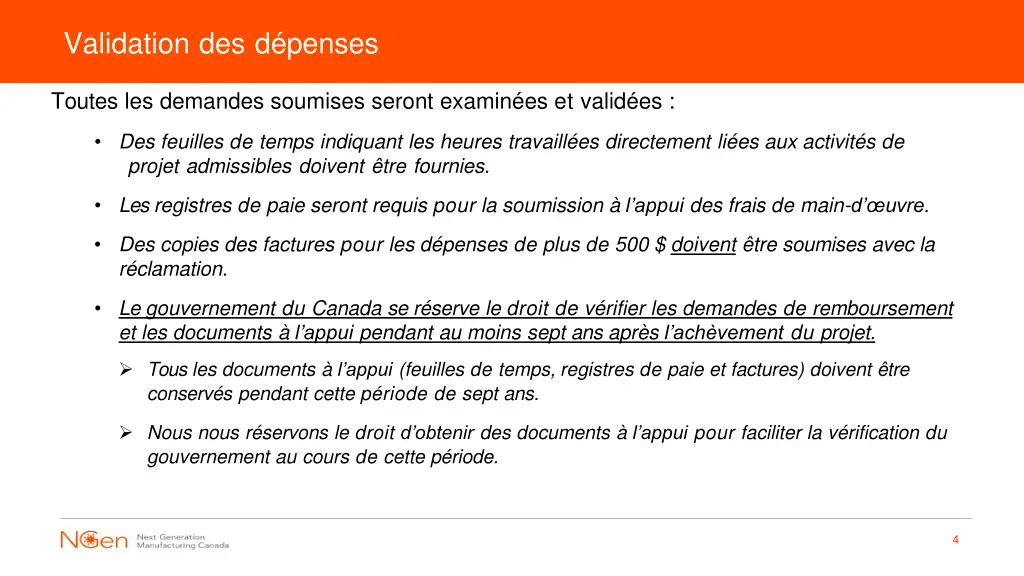 validation des d penses