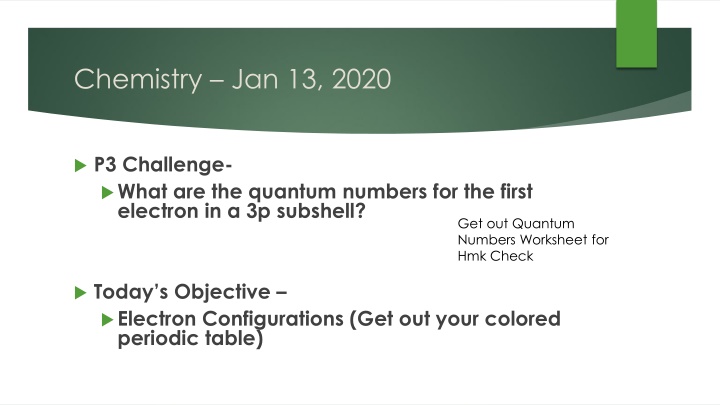 chemistry jan 13 2020