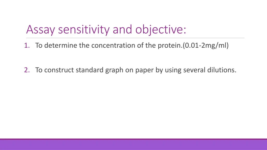 assay sensitivity and objective