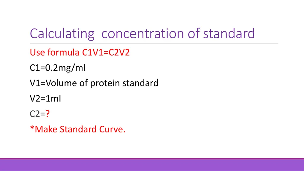 calculating concentration of standard