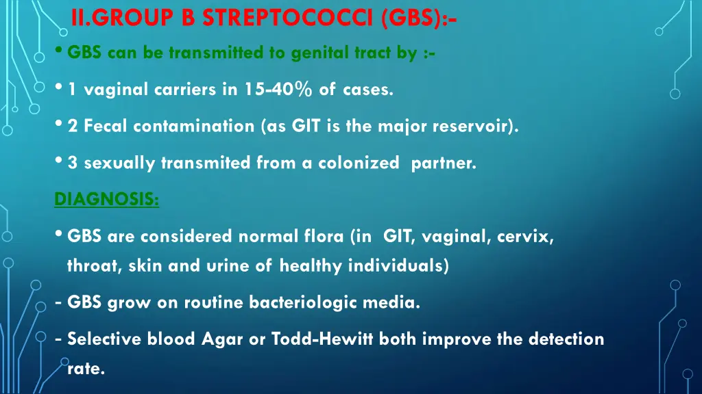 ii group b streptococci