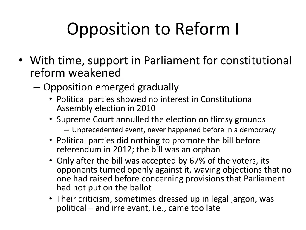 opposition to reform i