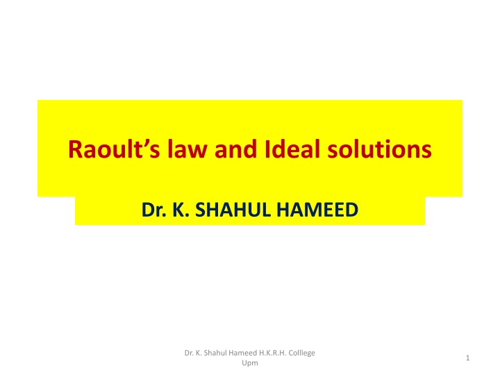 raoult s law and ideal solutions