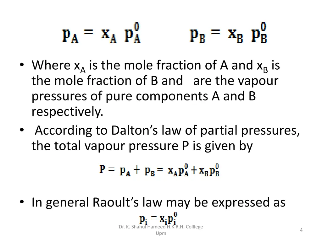 where x a is the mole fraction