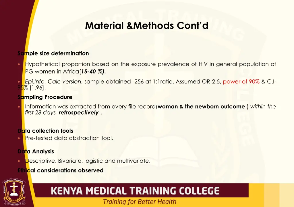 material methods cont d