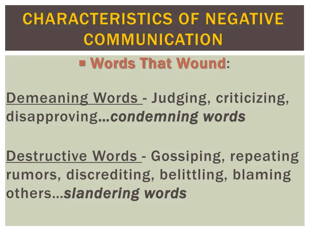 characteristics of negative communication 1
