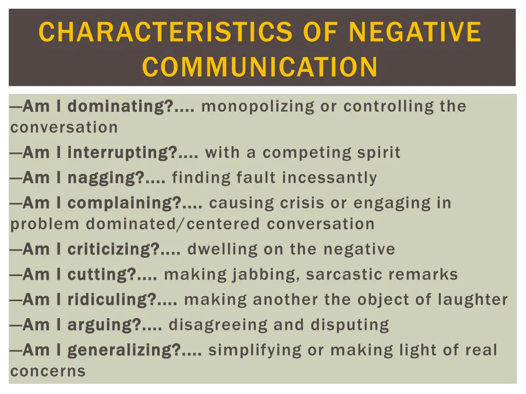 characteristics of negative communication 4
