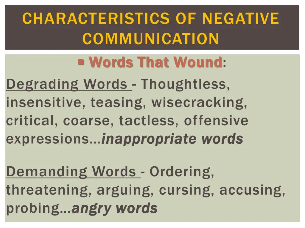 characteristics of negative communication