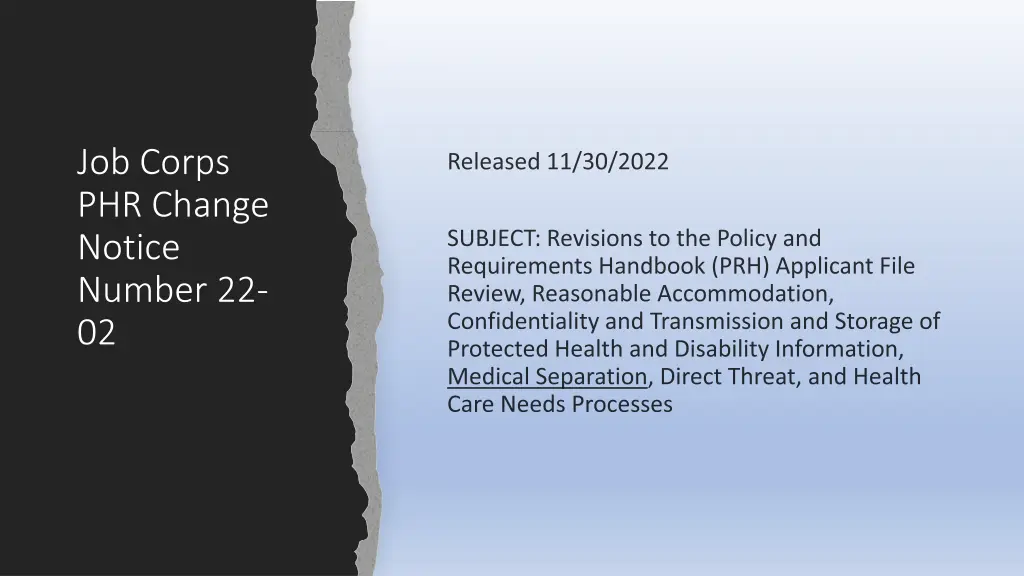 job corps phr change notice number 22 02