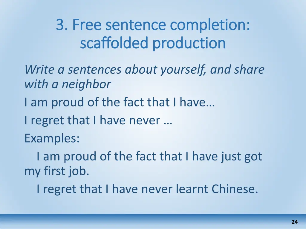 3 free sentence completion 3 free sentence
