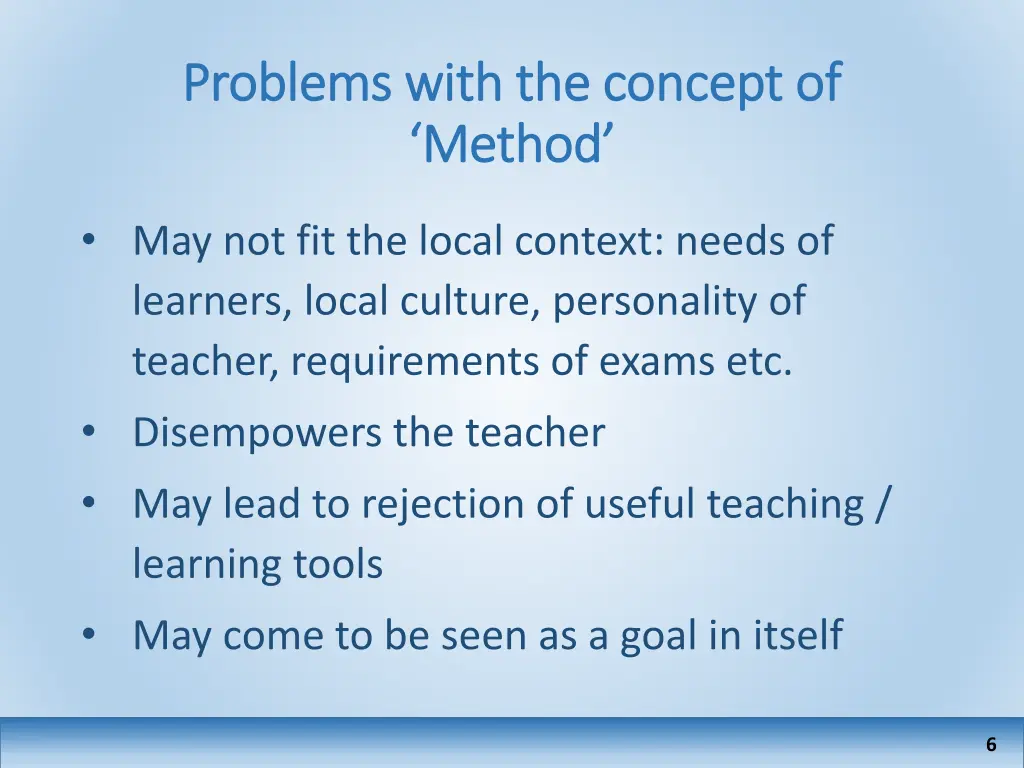 problems with the concept of problems with