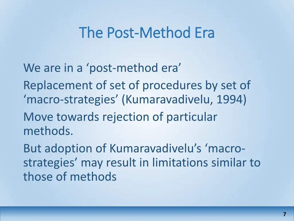 the post the post method era method era
