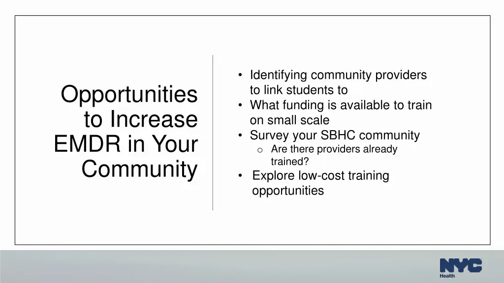 identifying community providers to link students
