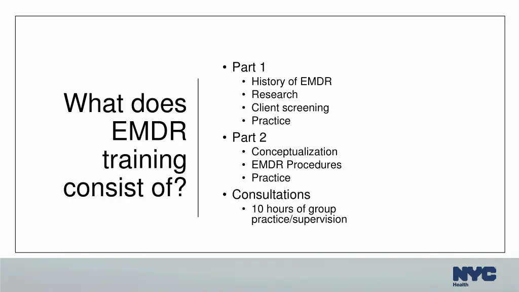 part 1 history of emdr research client screening