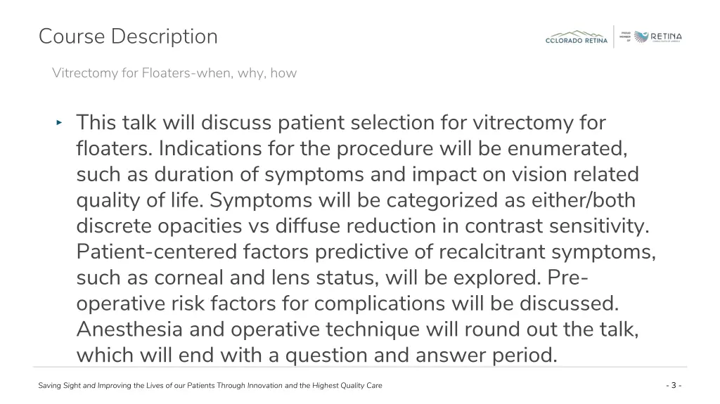 course description
